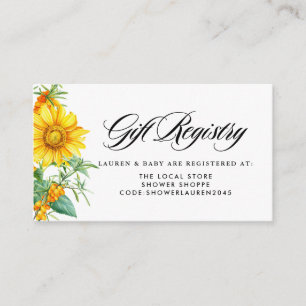 Tarjeta De Recepción Registro de Baby Shower de Sunflower and Sea Buckt