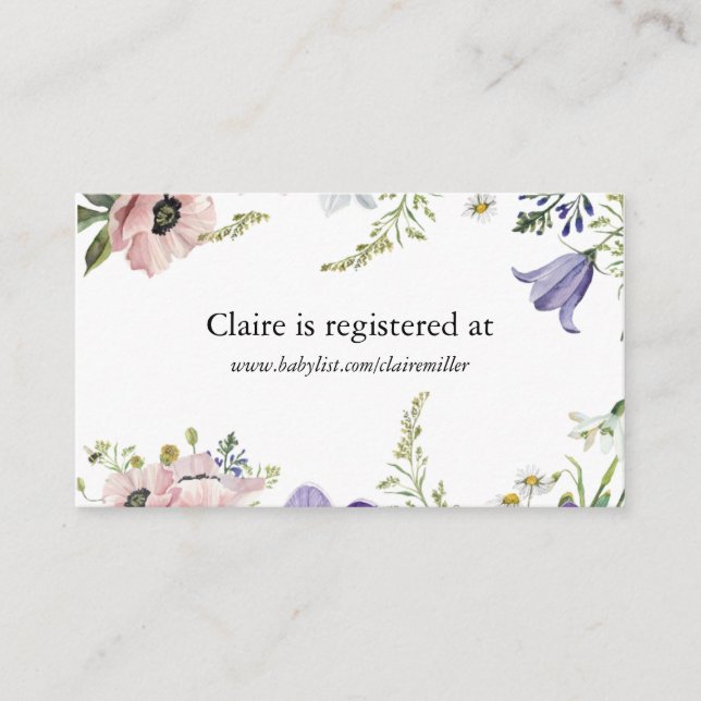 Tarjeta De Recepción Registro de Baby Shower de Wildflower (Anverso)
