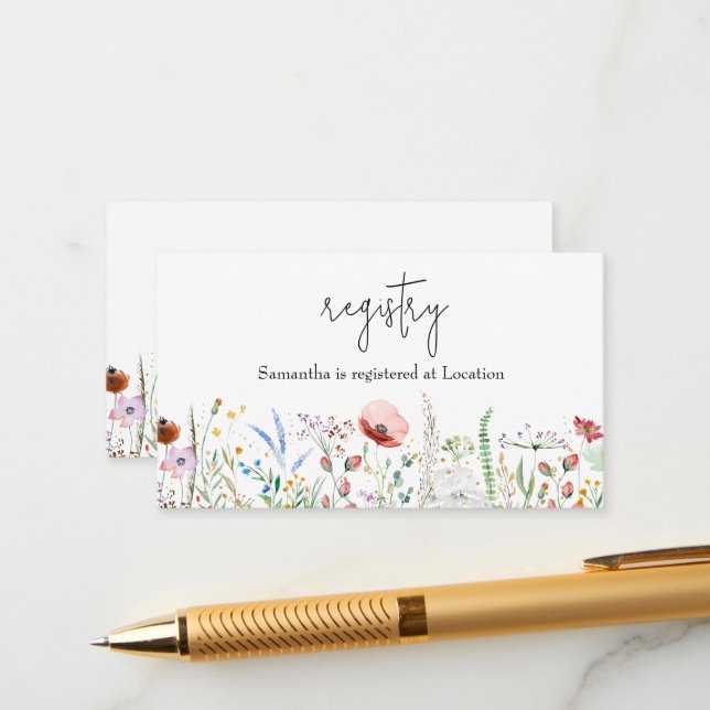 Tarjeta De Recepción Registro de Baby Shower de Wildflower (Anverso/Reverso In Situ)