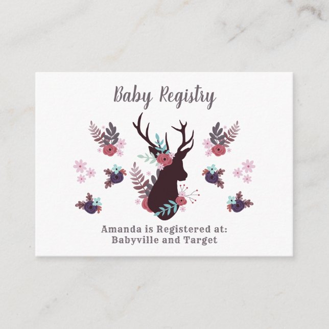 Tarjeta De Recepción Registro de Baby Shower del Chica Mauve Head Rusti (Anverso)