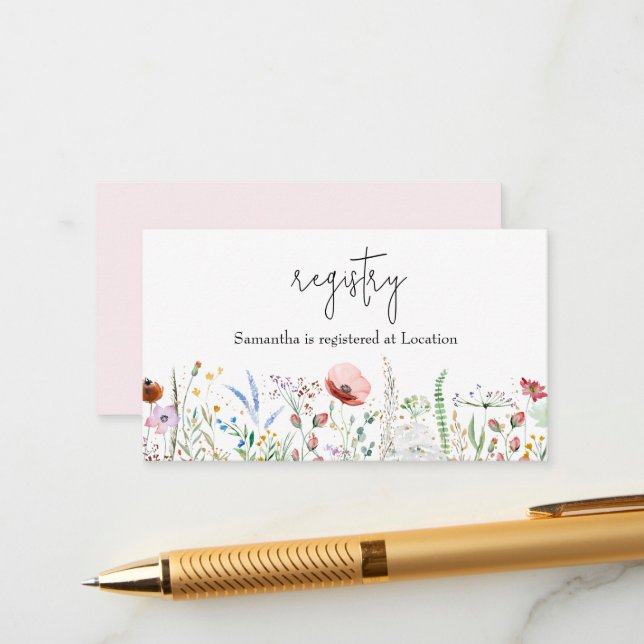 Tarjeta De Recepción Registro de Baby Shower del Chica Wildflower (Anverso/Reverso In Situ)