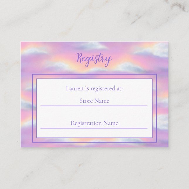Tarjeta De Recepción Registro de Baby Shower del cielo arcoiris Pastel (Anverso)