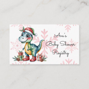 Tarjeta De Recepción Registro de Baby Shower del Niño Dino de Navidad