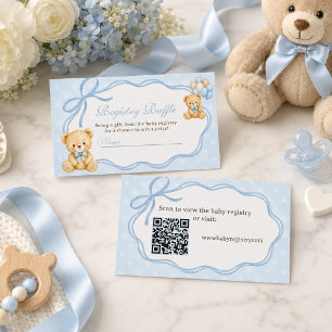 Tarjeta De Recepción Registro de Baby Shower del Osito Azul Bearly Wait