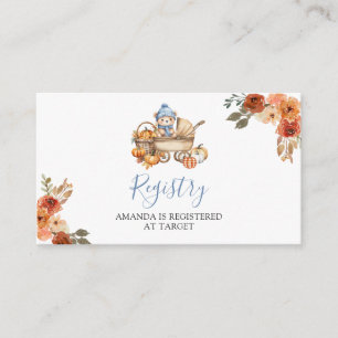 Tarjeta De Recepción Registro de Baby Shower del Oso Otoñal Enamorándos