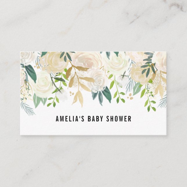 Tarjeta De Recepción Registro de Baby Shower del Relieve metalizado dor (Anverso)