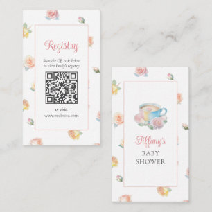 Tarjeta De Recepción Registro de Baby Shower Elegante Fiesta de Té Flor