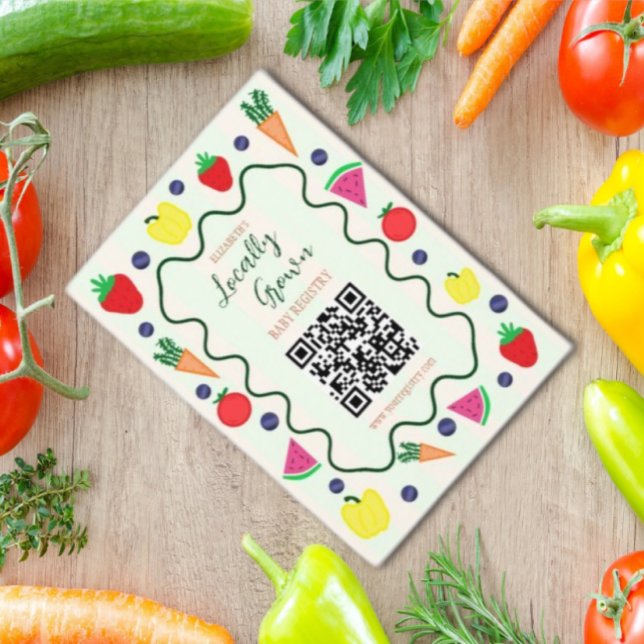 Tarjeta De Recepción Registro de Baby Shower en el mercado de granjeros (Subido por el creador)