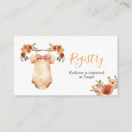Tarjeta De Recepción Registro de Baby Shower Fall Floral Baby Clothes