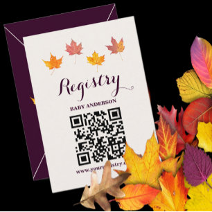 Tarjeta De Recepción Registro de Baby Shower Maple Leaves Cae