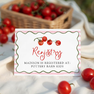 Tarjeta De Recepción Registro de Baby Shower Tomatito Adorable