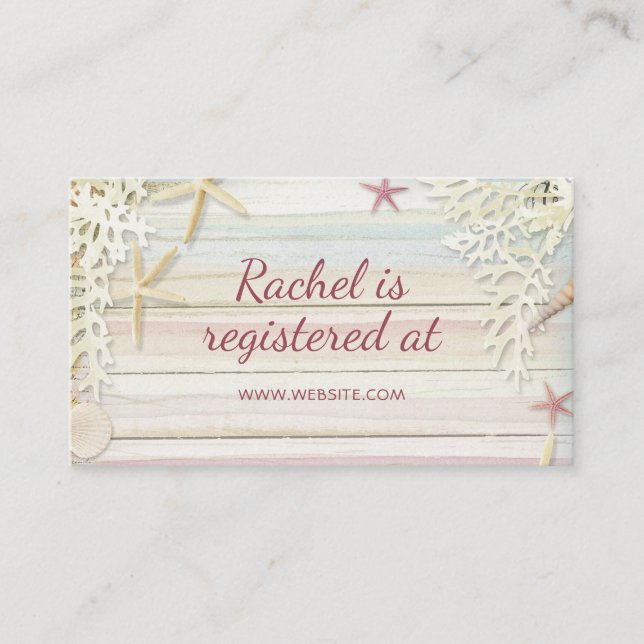 Tarjeta De Recepción Registro de Baby Shower Tropical Beach Seashell (Anverso)