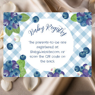 Tarjeta De Recepción Registro de bebé de cuadros azules Berry Sweet