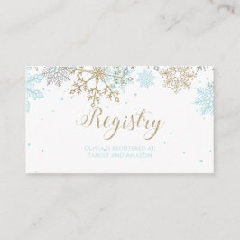 Tarjeta De Recepción Registro de bebé Snowflake azul oro