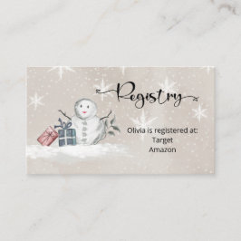 Tarjeta De Recepción Registro de bebés Snowman