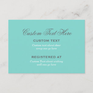 Tarjeta De Recepción Registro de Boda Azul Huevo de Robin Elegante