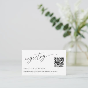 Tarjeta De Recepción Registro de Boda con Caligrafía Delicada Código QR