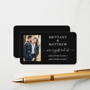 Tarjeta De Recepción Registro de Boda con Caligrafía Moderna Foto Negro