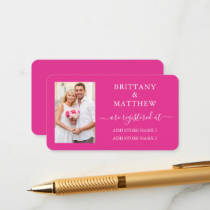 Tarjeta De Recepción Registro de Boda con Caligrafía Moderna Foto Rosa 