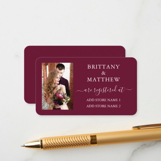 Tarjeta De Recepción Registro de Boda con Caligrafía Moderna y Foto en  (Anverso/Reverso In Situ)