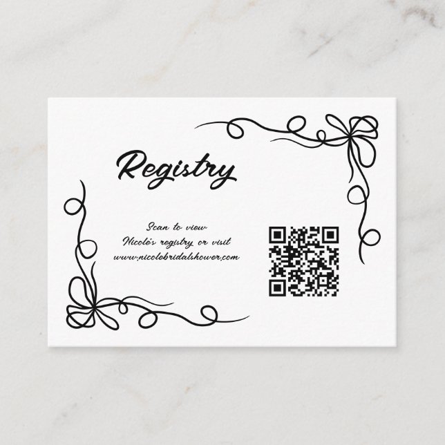 Tarjeta De Recepción Registro de Boda con Código QR Caprichoso  (Anverso)