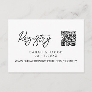 Tarjeta De Recepción Registro de boda con código QR escritura moderna p