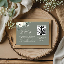 Tarjeta De Recepción Registro de Boda con Código QR Floral Chic Verde O