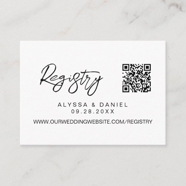 Tarjeta De Recepción Registro de boda con código QR moderno simple pers (Anverso)