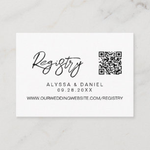 Tarjeta De Recepción Registro de boda con código QR moderno simple pers