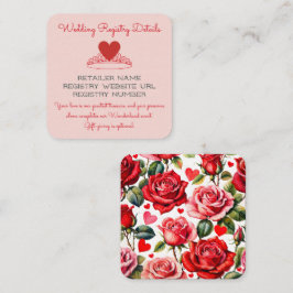 Tarjeta De Recepción Registro de Boda Corona de Reina de Corazones Rosa