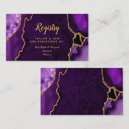 Tarjeta De Recepción Registro de Boda de Ágata Púrpura y Dorado