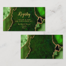 Tarjeta De Recepción Registro de Boda de Ágata Verde y Dorado