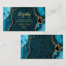 Tarjeta De Recepción Registro de Boda de Ágata Verde y Dorado