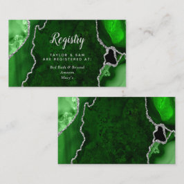Tarjeta De Recepción Registro de Boda de Ágata Verde y Plata