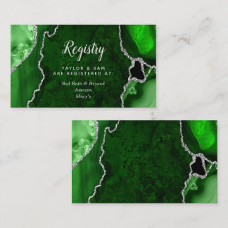 Tarjeta De Recepción Registro de Boda de Ágata Verde y Plata
