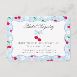 Tarjeta De Recepción Registro de Boda de Cereza Dulce Coqueta Azul