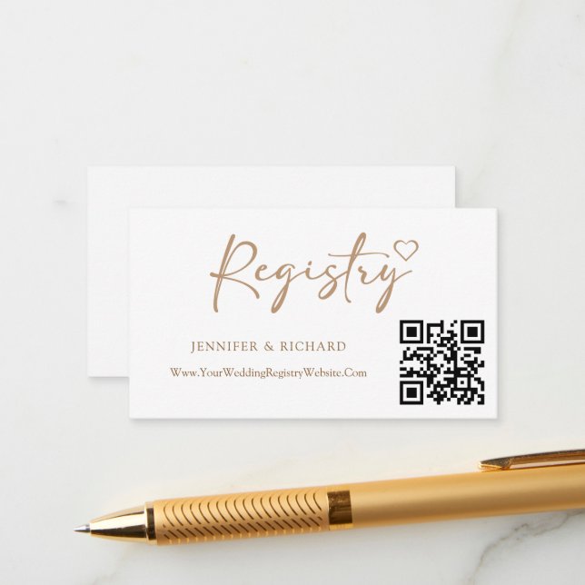 Tarjeta De Recepción Registro de Boda de código QR Elegante caligrafía  (Anverso/Reverso In Situ)