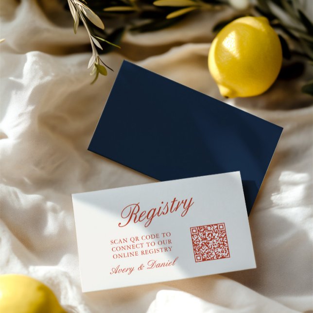 Tarjeta De Recepción Registro de Boda de código QR Ivory (QR Code Wedding Registry Ivory Enclosure Card)