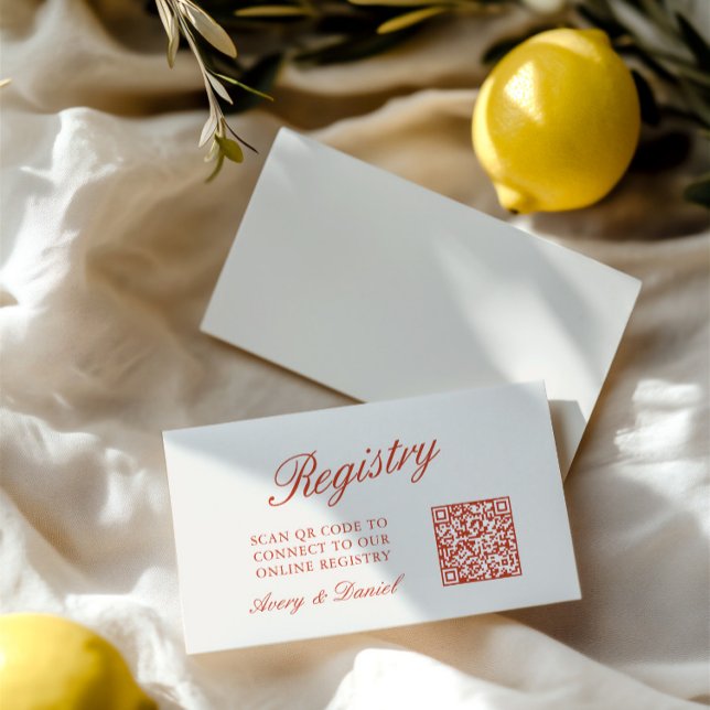 Tarjeta De Recepción Registro de Boda de código QR Ivory (QR Code Wedding Registry Ivory Enclosure Card)