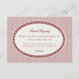 Tarjeta De Recepción Registro de Boda de Cuadros Arlequín Rojo Merlot