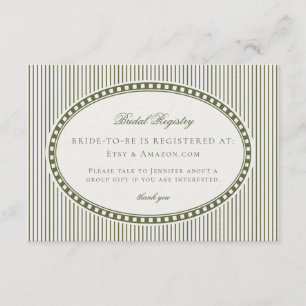Tarjeta De Recepción Registro de Boda de Cuadros Arlequín Verde Oliva