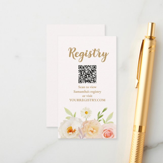 Tarjeta De Recepción Registro de Boda de Flores Chic (Anverso/Reverso In Situ)