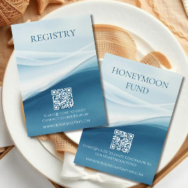 Tarjeta De Recepción Registro de Boda de Playa Abstracto Azul Sereno