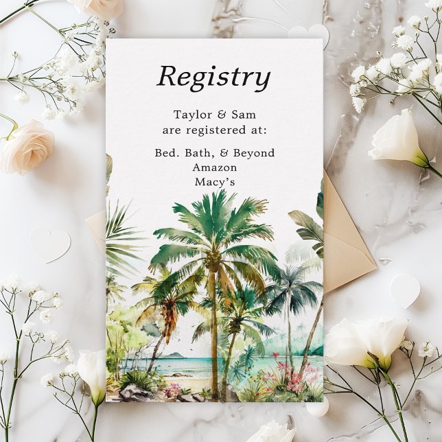 Tarjeta De Recepción Registro de Boda de Playa Tropical (Subido por el creador)