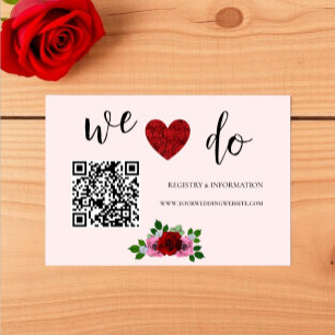 Tarjeta De Recepción Registro de Boda de Rosas Rojas y Rosadas