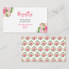 Tarjeta De Recepción Registro de Boda de Rosas Rosadas con Follaje
