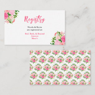 Tarjeta De Recepción Registro de Boda de Rosas Rosadas con Follaje