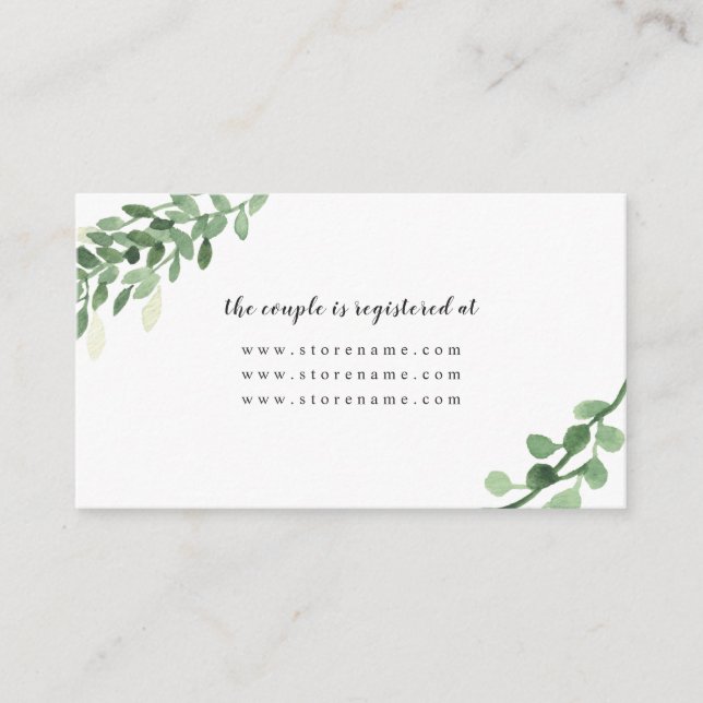 Tarjeta De Recepción Registro de boda de vegetación exuberante (Anverso)