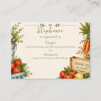 Tarjeta De Recepción Registro de Boda del Mercado de Agricultores Fresc