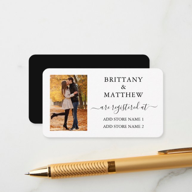 Tarjeta De Recepción Registro de Boda en Foto en Blanco y Negro con Cal (Anverso/Reverso In Situ)